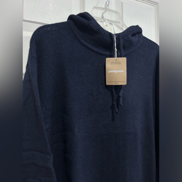 Patagonia Men's Large Recycled Wool-Blend Sweater Hoody Hoodie New Navy NWT - Picture 2 of 12